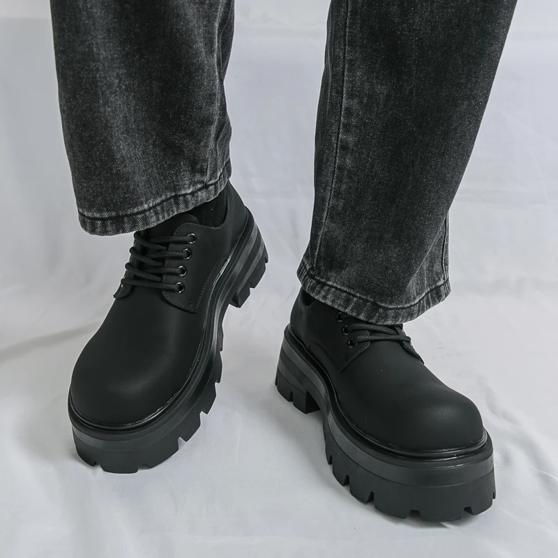 

Men Derby Shoes PU Thick Bottom Fashionable Comfortable Casual Men Shoes Size 37-46