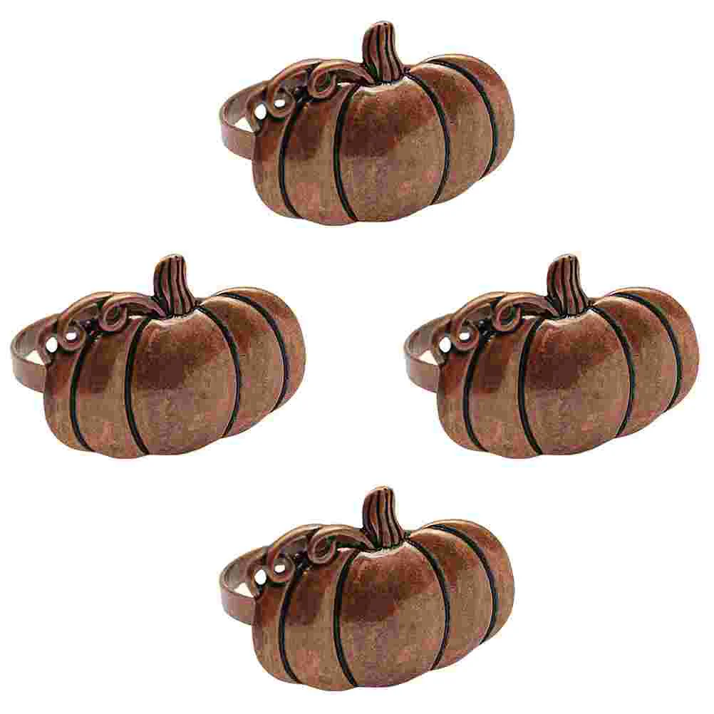 

4 Pcs Napkin Ring Chic Buckles Vintage Decor Rings Halloween Pumpkin Alloy Adornments Banquet