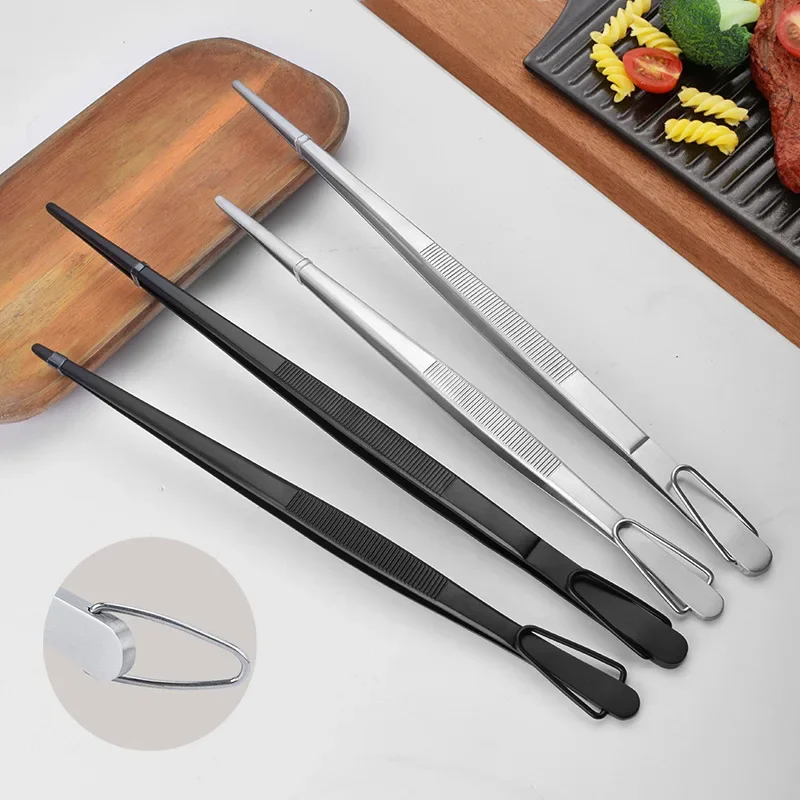 10/12-Inch Kitchen Tongs, Stainless Steel Tweezers for Cooking BBQ Food Styling Beauty Repairing Pet Feeding Arts Crafts