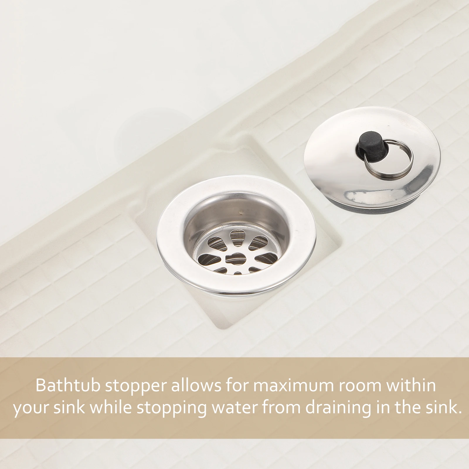 

Stainless Steel Plug Bathtub Strainer Hair Catcher For Bathroom Kitchen Tub Strong Sealing Wear Resistant Easy Remove Durable