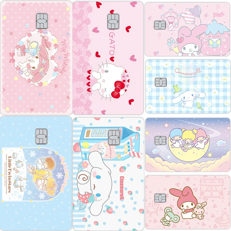 

1 шт. Kawaii Anime Sanrios Kuromi Hello Kitty матовая пленка кожа кредитная дебетовая карта наклейки для маленьких больших без чипов наклейка мультяшная крышка