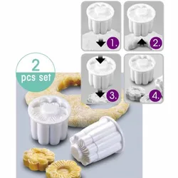 2 Pcs New And High Quality Floral Cookie Fondant Cutter Flip Sugar Cookie Cookie Cookie Mold Home Kitchen Pastry Baking Tools