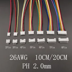5Sets Mini Small JST PH2.0 2.0mm Pitch 2/3/4/5/6/7/8-Pin Female and Male Housing Connector Plug With Wires Cable 26AWG 10/20CM