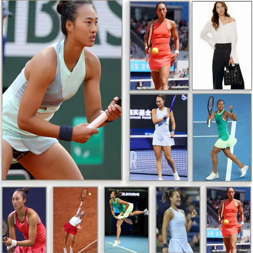 tennis athlete Zheng Qinwen Poster Classic Wall Art  Home Decor  Peel and Stick Unframed