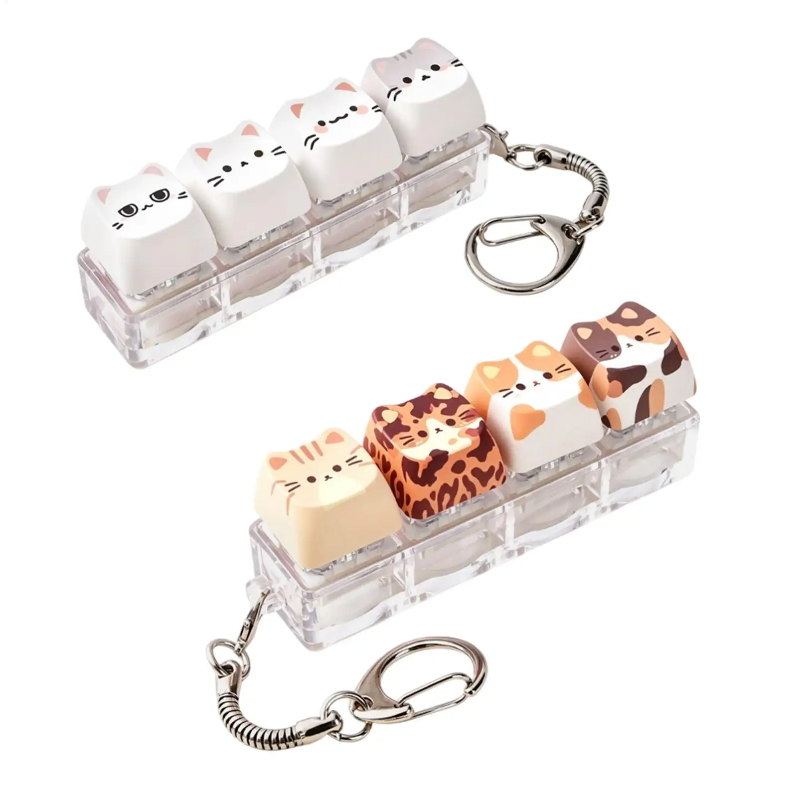 Cute Cat  Keyboard Key Toy 4 Keys Button Keycap Fidget Keychain Keyboard Clicker Toy Keyboard Cube Toy Gifts To Relief Pass Time