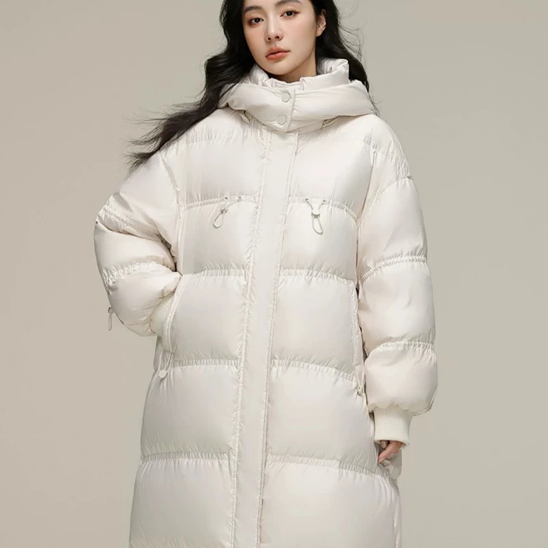 Moda parker casaco de pato branco para baixo feminino com capuz quente jaqueta 2025 inverno nova alta qualidade jaqueta feminina h766