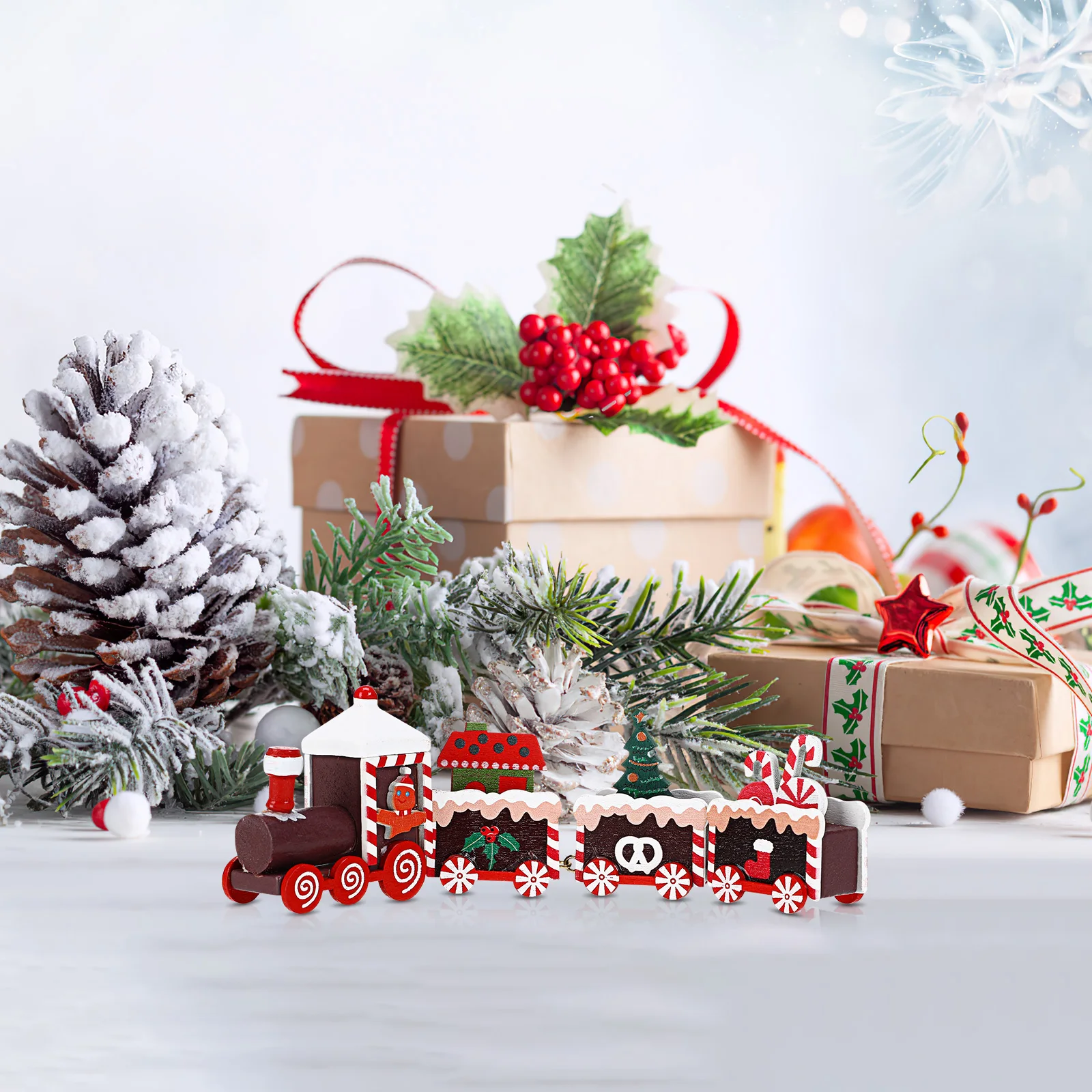 

1Pcs Wooden Train Craft Xmas DIY Decor Christmas Decoration Small Train Car Ornament Festive Supply Xmas Car Decor