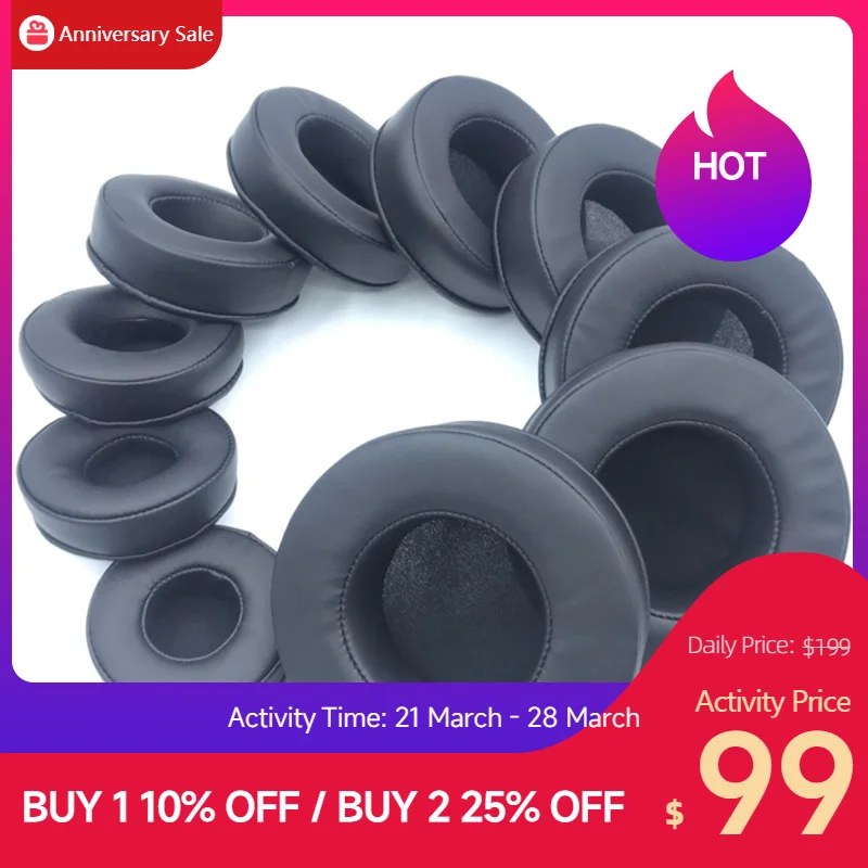 2pcs 50/55/60/65/70/75/80/85/90/95/100/105/110MM replacement earpads headphone general cushion flannel Protein skin ear pads