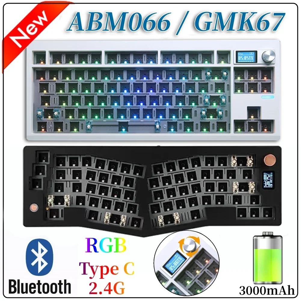 ABM066 GMK67 Teclado mecánico inalámbrico a través de programable intercambiable en caliente Bluetooth/2,4 Ghz/tastiera tipo C junta de teclado para juegos