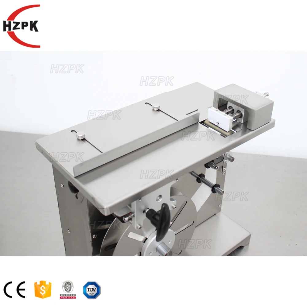 HZPK Self Adhesive Manual Tamper Seal Applicator Carton Box Semi-Automatic Right-Angle Corner Labeling Machine