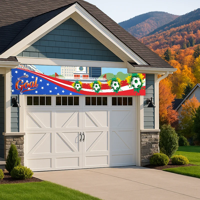 1 Piece of 200×40cm Goal Football-Themed Banner (Polyester Material) - Suitable for World Cup Viewing Parties, Fan Gatherings, Yard/Garage/Balcony Decoration, Event Atmosphere Creation, American/Canadian/Mexican Football-Themed Decorative Hanging Flag view 2