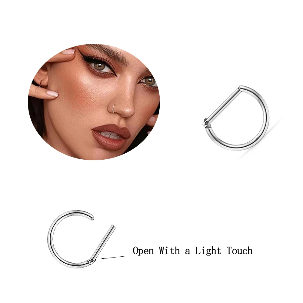 1 Pcs F136 Titanium Earrings D-Ring 16G Closed Button Lip Ring Minimalist Punk Style Nose Jewelry Body Piercing Jewelry