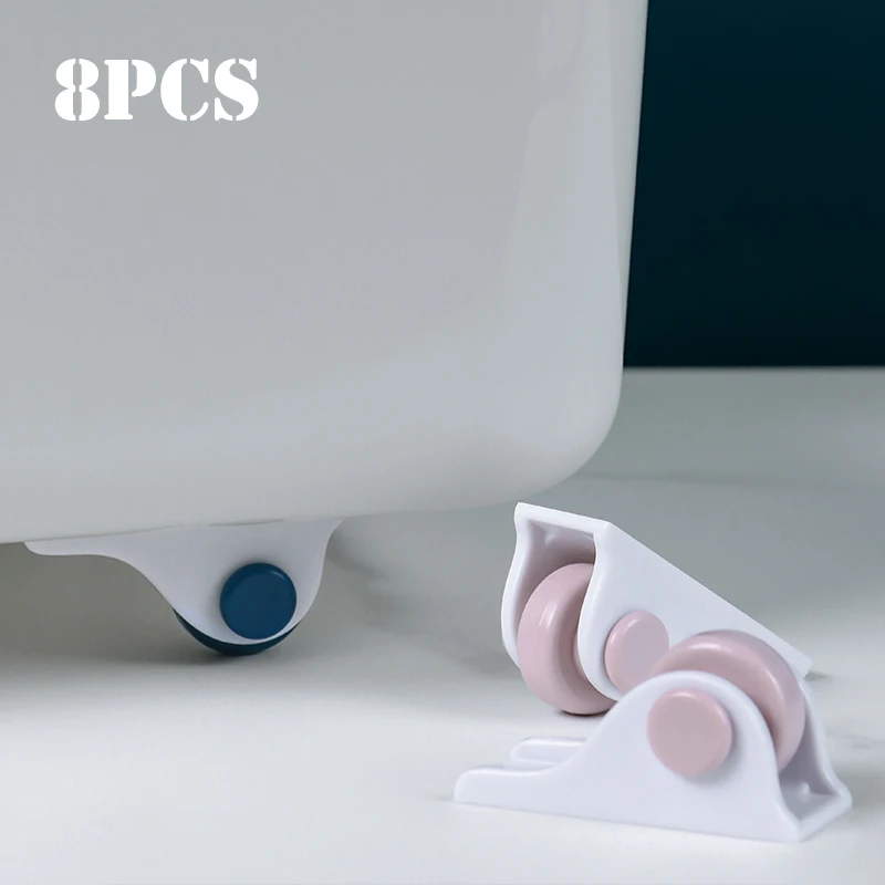 

4/8Pcs Storage Box Casters Sliding Rollers Self Adhesive Wheels Sticky Pulley No Noise No Scratches Box Wheels Furniture Tool