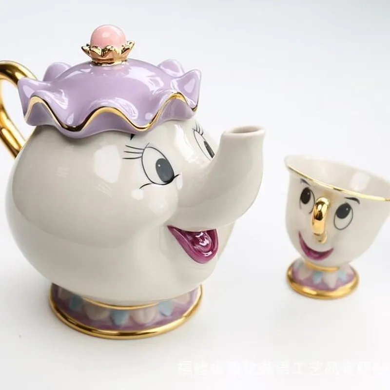 

Mrs. Potts Tea Set Beauty And The Beast Theme Birthday Gift Tea Pot And Water Cup Kitchen Dining Bar Home Decor Teaware