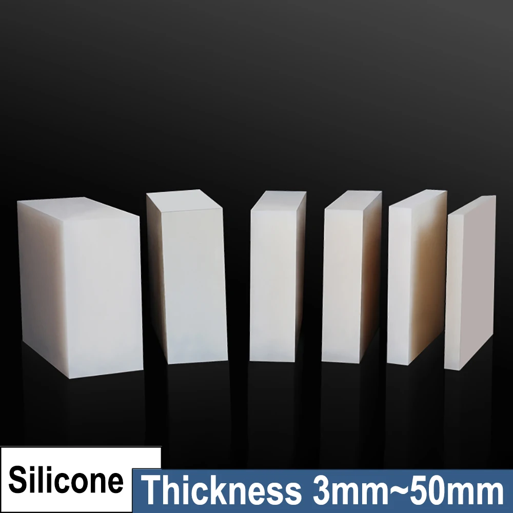 

High Temperature Resistant Silicone Pad White Square Anti-Vibration Shock Absorbing Non-Slip Rubber Gasket 3mm~50mm