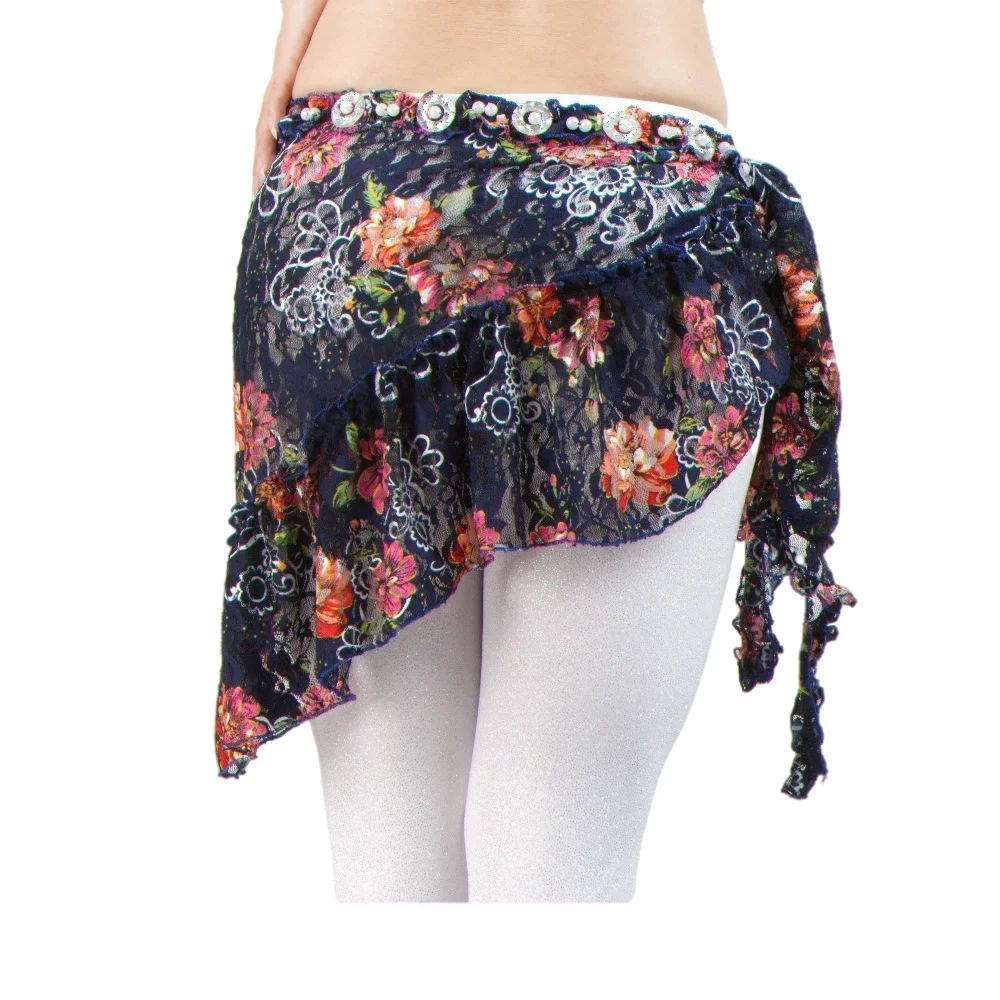

Women's Belly Dance Hip Scarf Lace Flower Belly Dancing Wrap Belt Dancer Practice Skirt Tribal Costume Accessory Adults