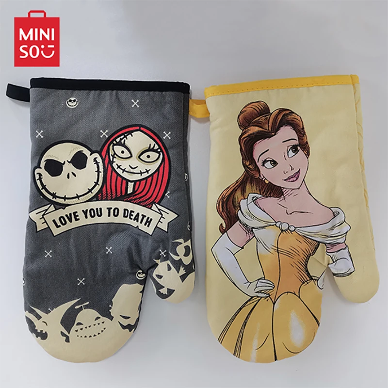 Jack Sally Oven Gloves Miniso Disney Belle Princess Cartoon Figures Baking Cooking Kitchen Microwave Oven Anti-scald Insulation