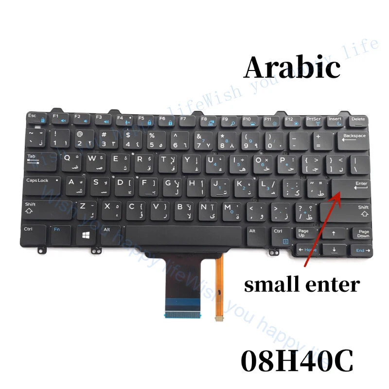 

V+ Laptop Keyboard Arabic Version 08H40C for DELL Latitude E7250 E5250 E7270 E7250