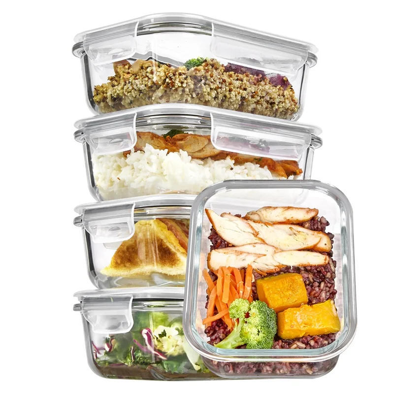 

ABDJ-Glass Storage Containers 22 Oz 5-Pack With Lids- Meal Prep Food Container Set For Microwave, Oven, Dishwasher