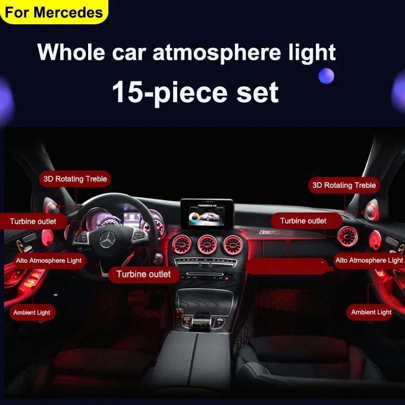 15pc/set Ambient light For Mercedes benz W205 C class C260 C63 C200 C250 X253 GLC C180 Atmosphere advanced light decoration lamp