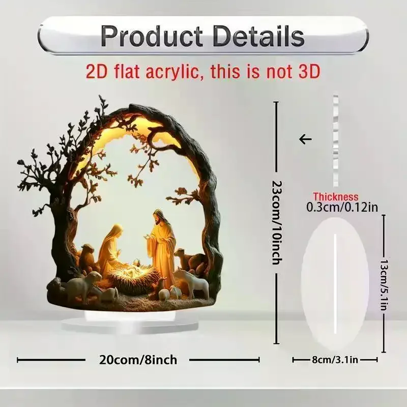 Desktop Decor Family Statue Jesus Tree Of Life Newborn Acrylic Flat Plate Desktop Decoration Ornaments For Home Decor