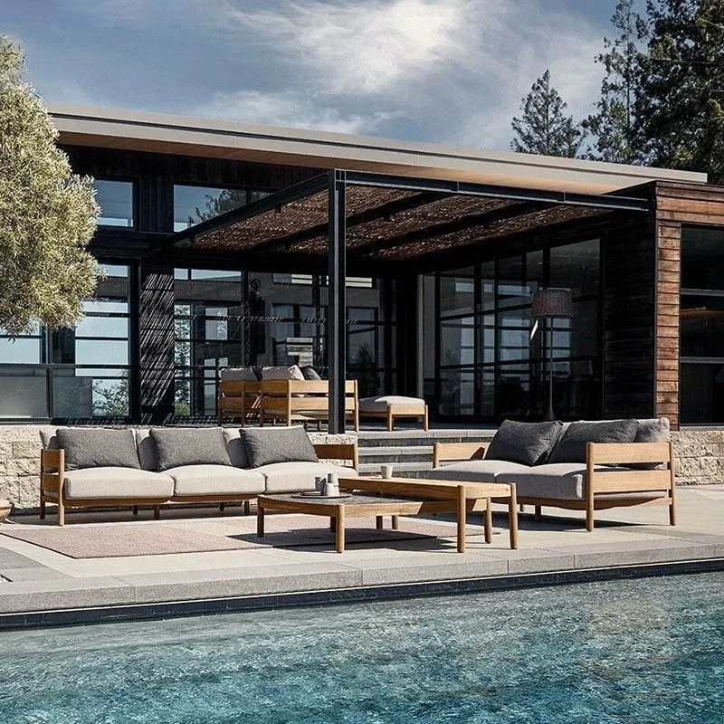 Sofa courtyard outdoor villa garden community waterproof solid wood leisure combination furniture