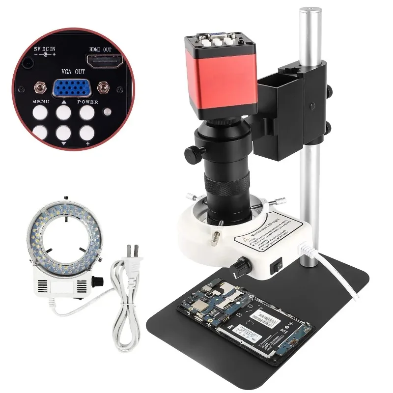 tereo Microscope with Desktop Stand LED Light VGA CCD Camera for Chip Welding Repair