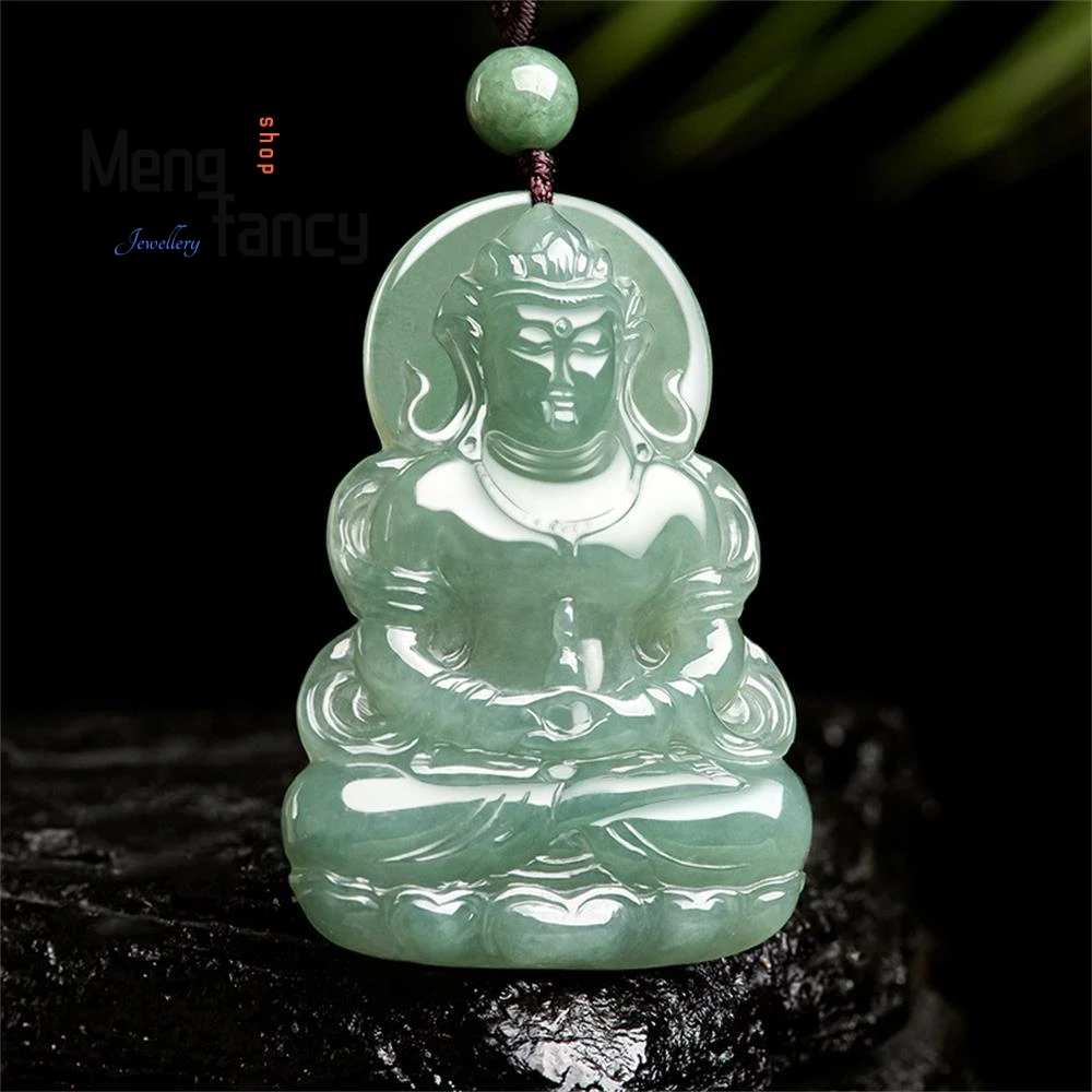 

Natural Myanmar A-goods Jadeite Mother Of Goddess Of Mercy Oil Green Ice Jade Pendant Buddhist Amulets Luxury Fashion Jewelry