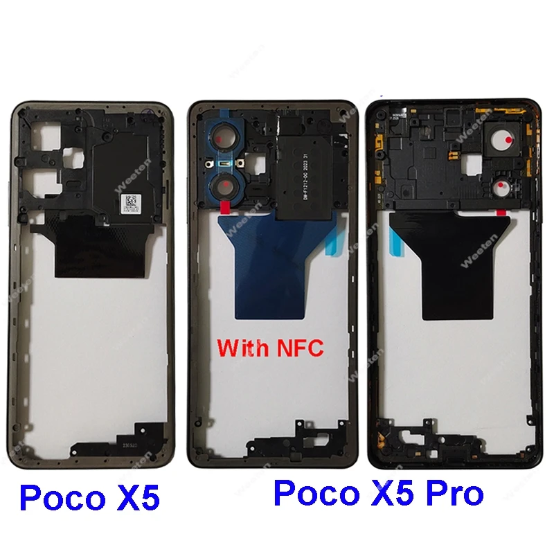 

Middle Housing For Xiaomi Poco X5 Poco X5 Pro With NFC Back Cover Housing Front Frame Chassis with Volume Buttons Repair Parts