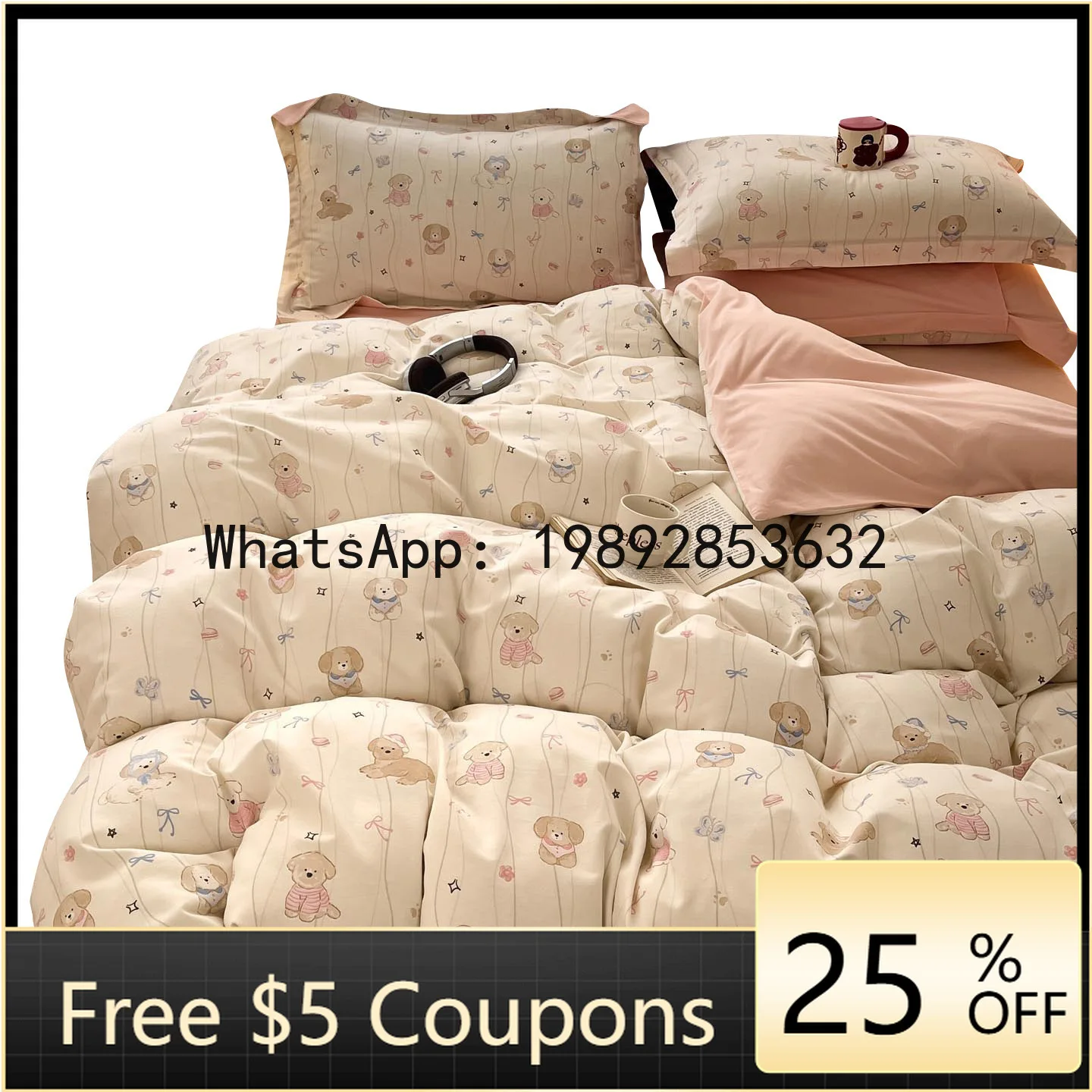 

ZZDSA pure cotton sanded bed four-piece set cotton quilt cover dormitory bed sheet three-piece set