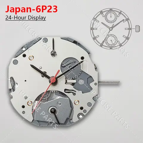 일본 쿼츠 무브먼트 6P23 다섯 손가락 손 6.12, 작은 중고 시계 무브먼트 교체 부품