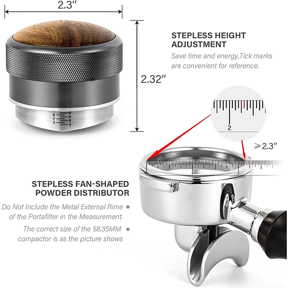 Coffee Distributor Stainless Steel Distributor Adjustable Height Coffee Distributor  Espresso Coffee Leveler