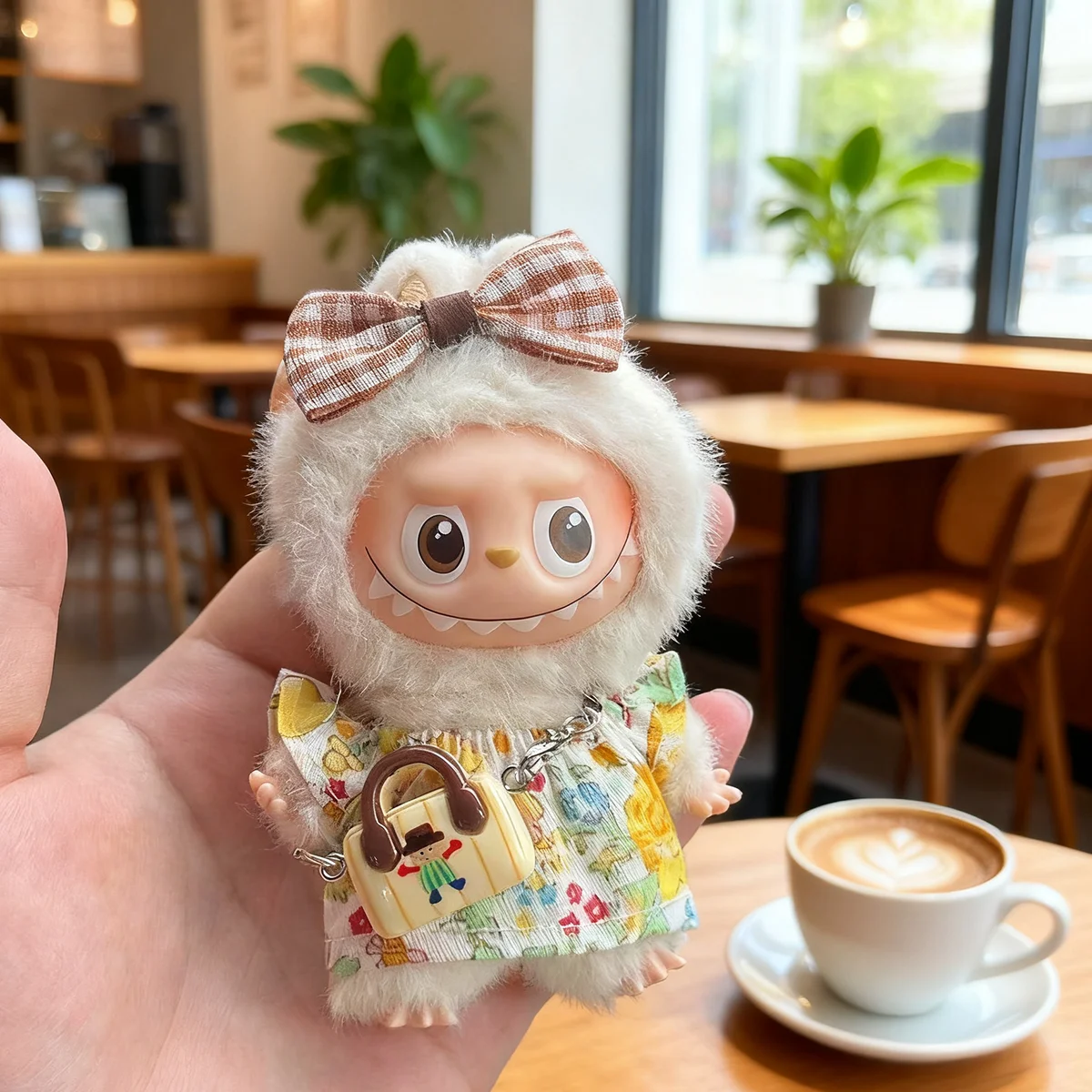 [No Doll] Mini Plush Doll's Clothes for Mini Labubu 4.0 For Love Series Floral Skirt Set Doll Outfit Accessories Gifts