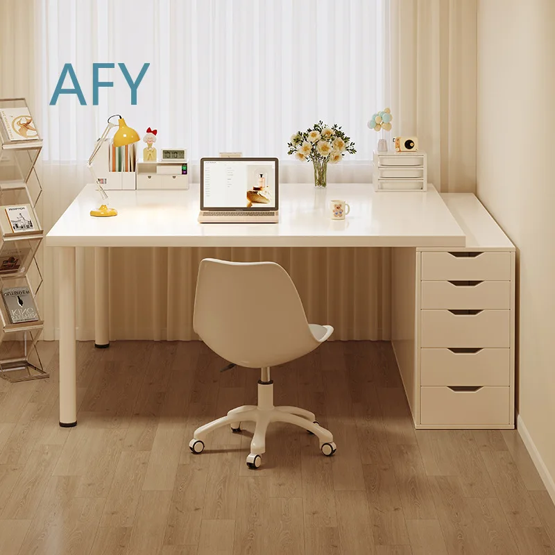 Double Desk for Student Household Computer Desktop for Girl Bedroom Table Office Study Table Cream Style Makeup Desk
