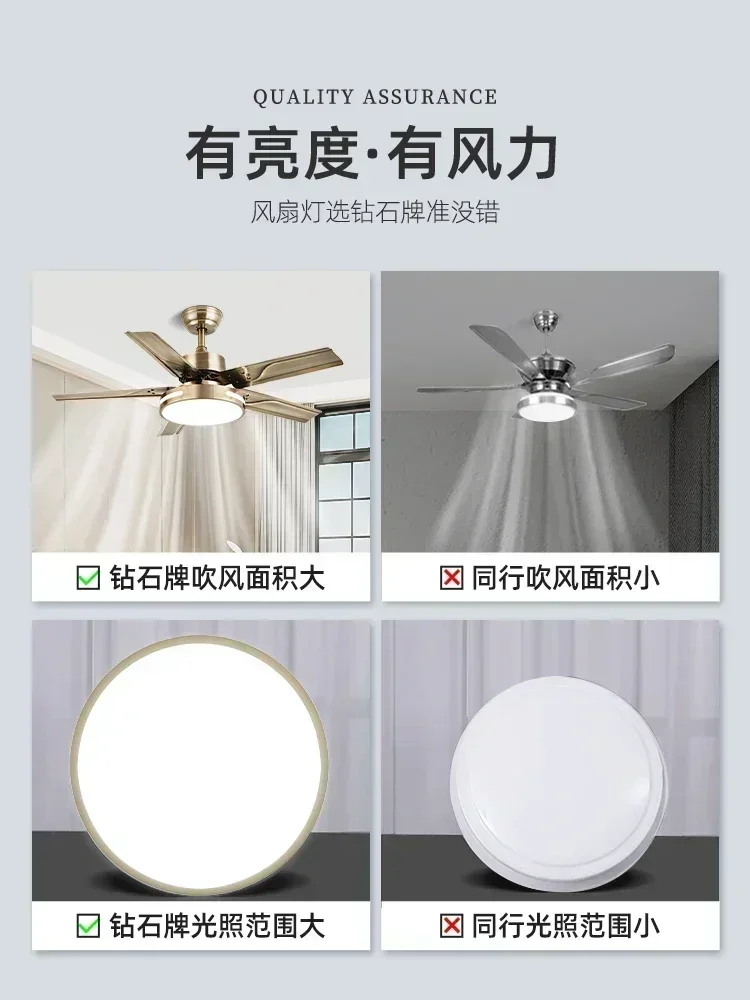 Diamond-Plafonnier avec Ventilateur Intégré, Lampe de Plafond pour Salon et Salle à Manger, 2023