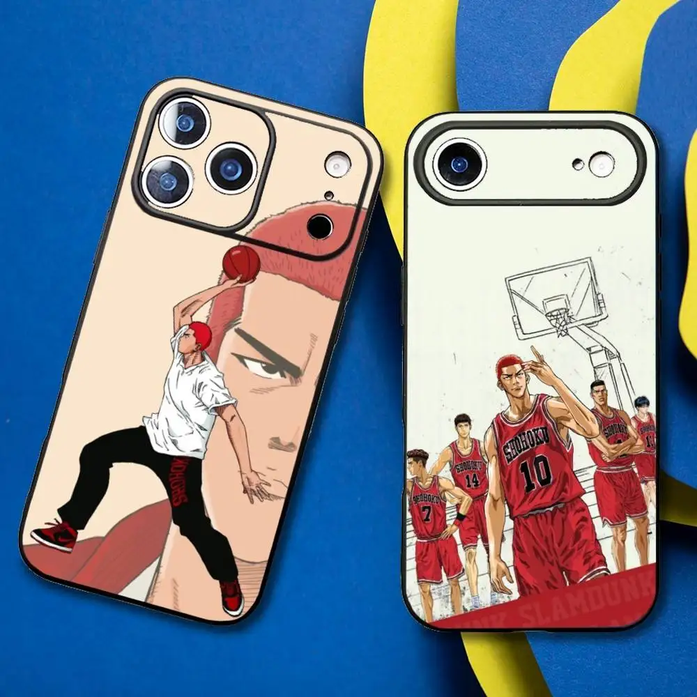 

Anime Cool Slam Dunk Phone Case For iPhone17,16,15,14,13,12,11 Plus,Pro Max Soft Black Cover