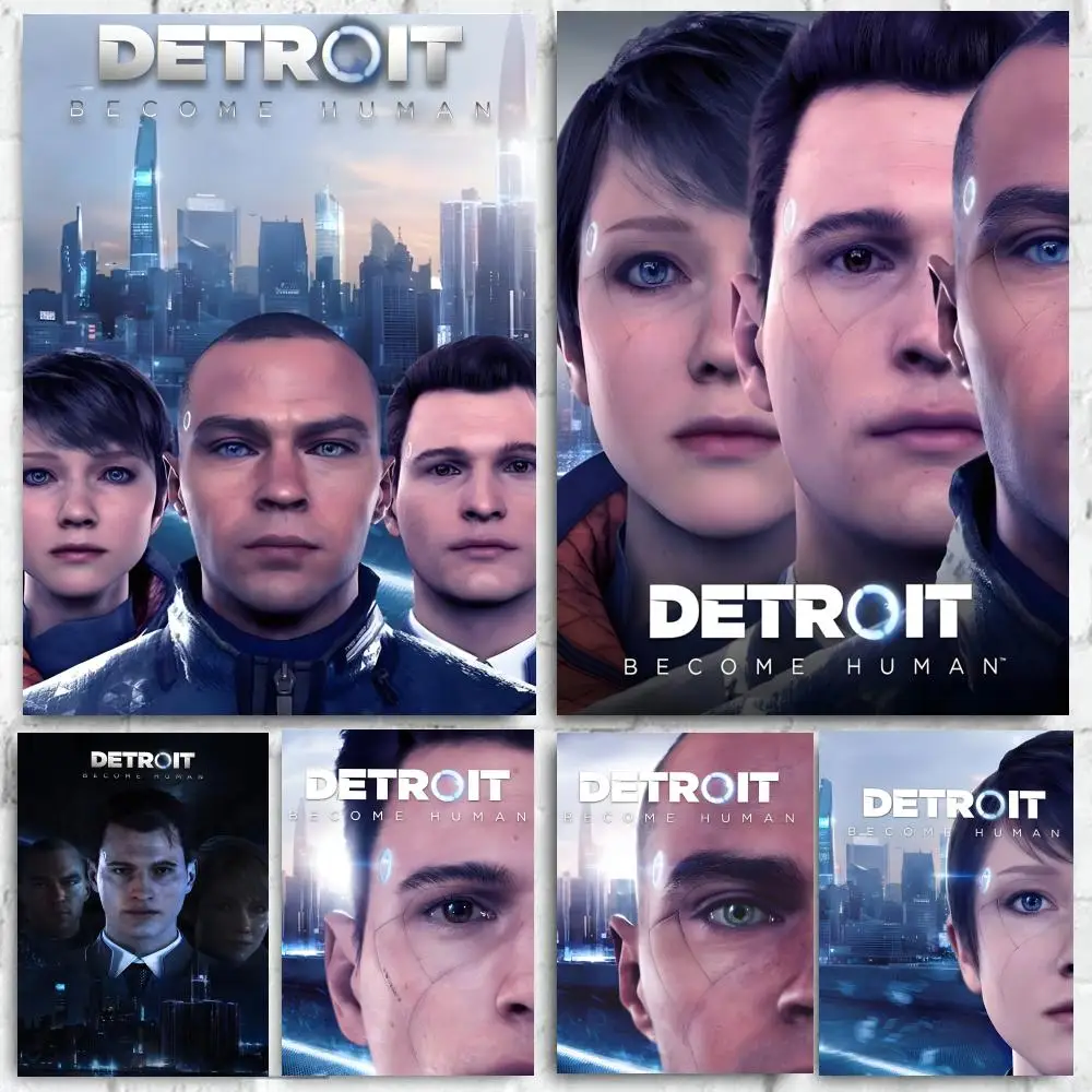 Affiche autocollante du jeu Detroit: Become Human, autocollant artistique en papier imperméable, décoration murale pour café, bar, salle