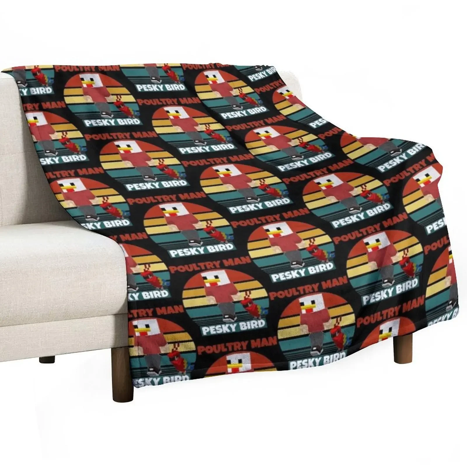 Poultry Man Pesky bird Kids Throw Blanket Furry Decorative Sofas Blankets