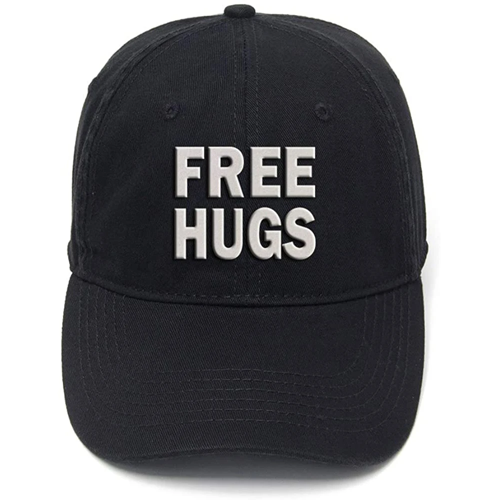 

Lyprerazy Free Hugs Vintage Washed Cotton Adjustable Men Women Unisex Hip Hop Cool Flock Printing Baseball Cap