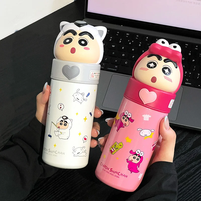 350ml Anime kredka Shin-Chan termos ze stali nierdzewnej Kawaii Cartoon Cosplay dzieci termos butelka wody kubek dziewczyny prezenty