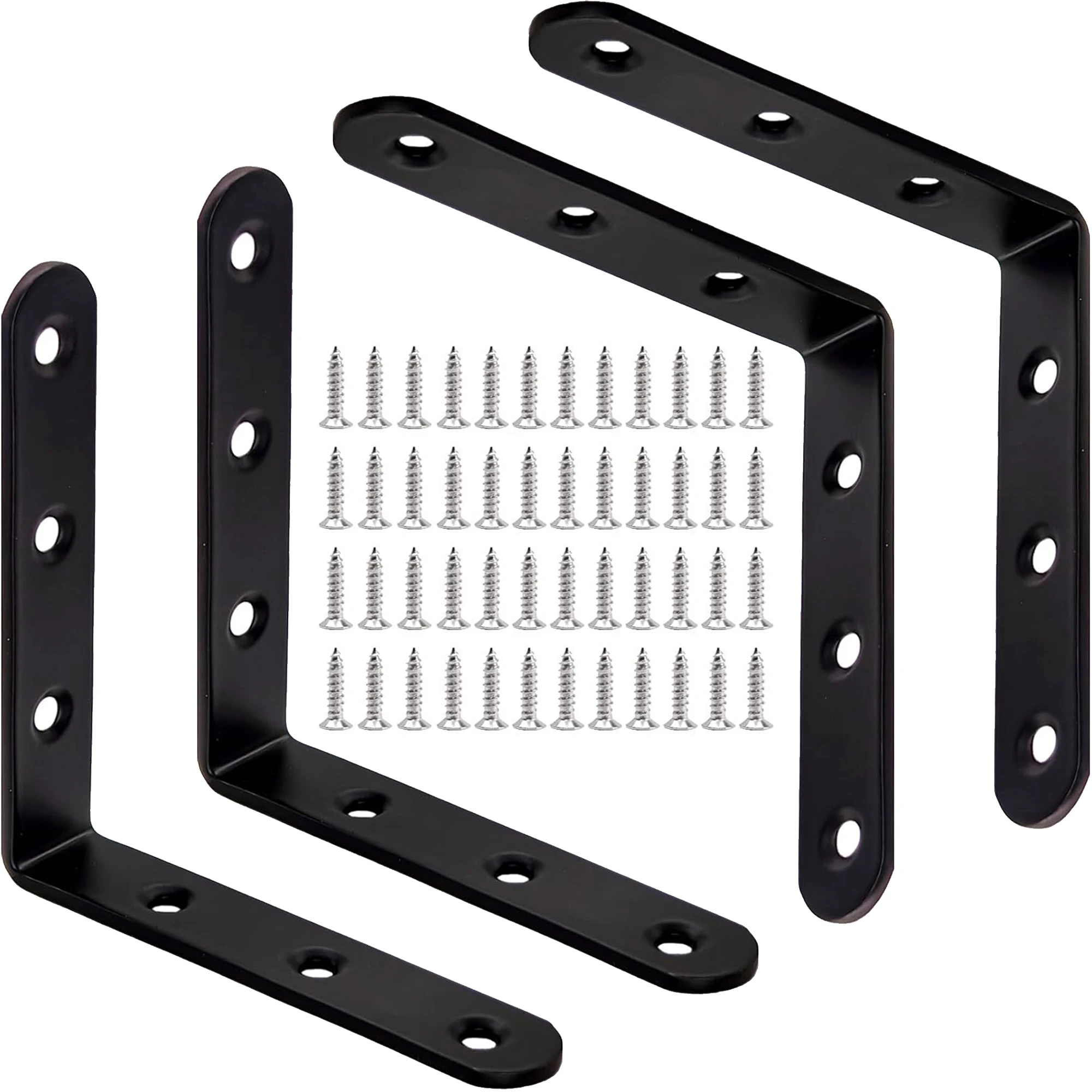 Black L Bracket Corner Braces Shelf Bracket for Wood, Shelves, Furniture, 90 Degree Support Joint Right Angle Brackets 100x100mm