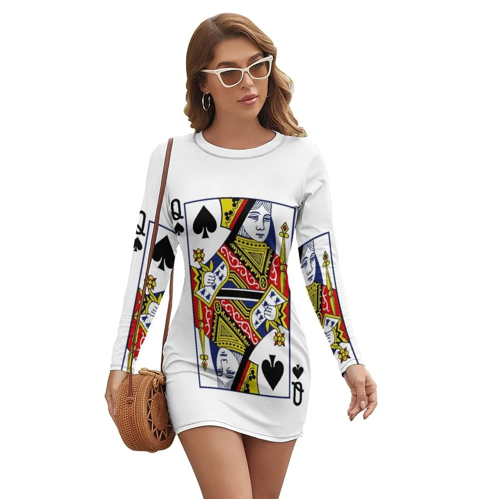 

Queen of Spades Playing Card Long-sleeved Dress Summer dresses for women Casual dresses african dresses for woman