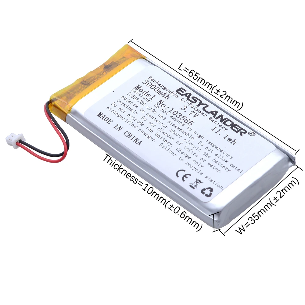 

JST 1.25 mm Plug 103665 Lithium Polymer Battery 3.7V 3000mAh For Open source console Miyoo Mini Plus Game machine