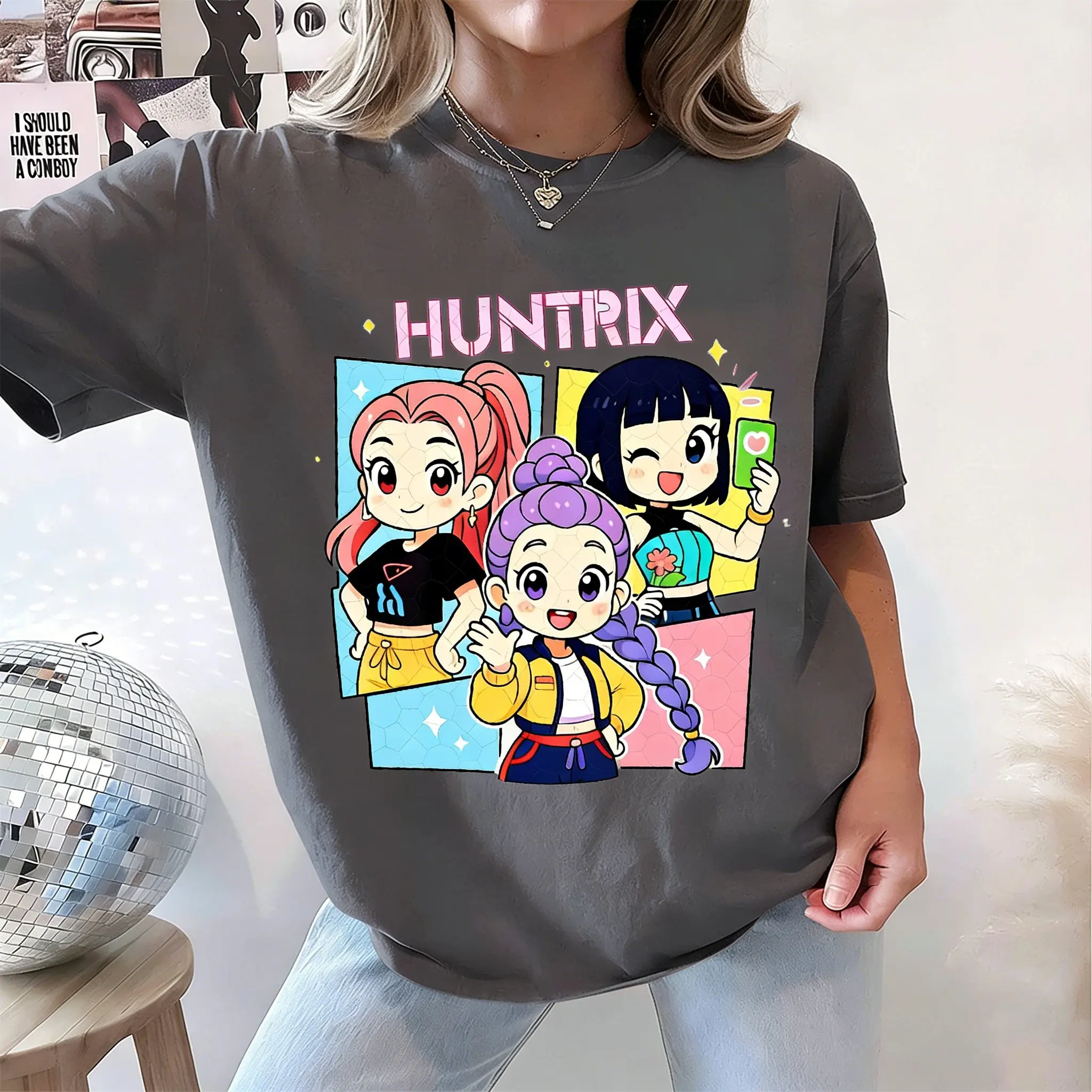 

Y2k Streetwear Kpop Huntrix T Shirt Women Man 2026 Summer Short Sleeve Tee Demon Hunters Streetwear Casual Tops Kids Clothing