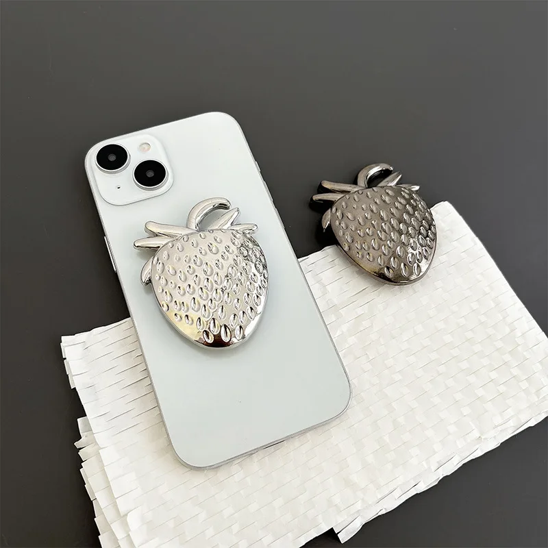 

Ins Creative Metal Strawberry Phone Airbag Bracket Retractable for Iphone Samsung S26 Grip Tok Portable Holder Desktop Kickstand