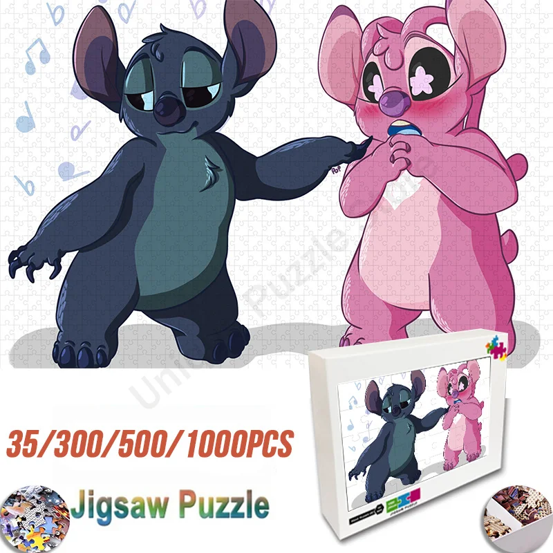 

Disney Lilo & Stitch Puzzle Jigsaw 35/300/500/1000 Pcs Wooden Jigsaw Assembled Jigsaw Puzzle Educational Toys for Kids Gifts