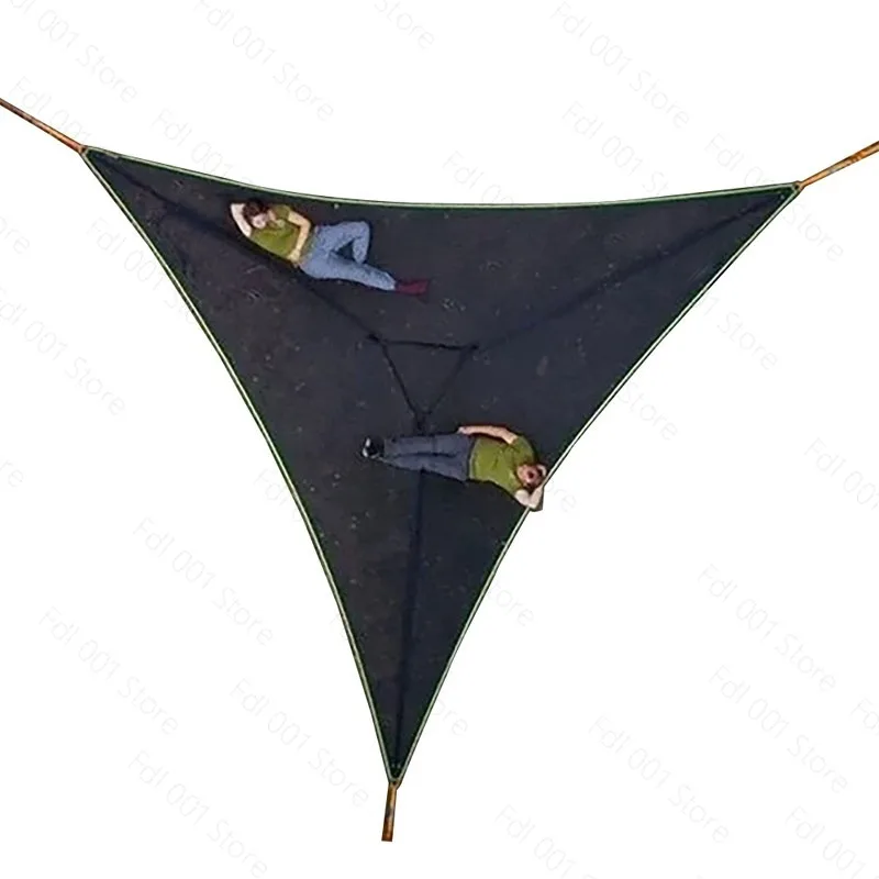 Outdoor air triangle hammock anti-rollover multi-person double park camping equipment ultra-light hanging tree tent outdoor