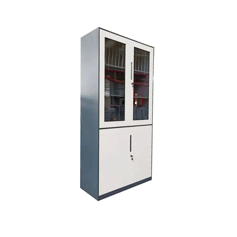 Customized OEM Office Furniture Sliding Glass Door  Filing Lockable Steel Cupboard Cabinet