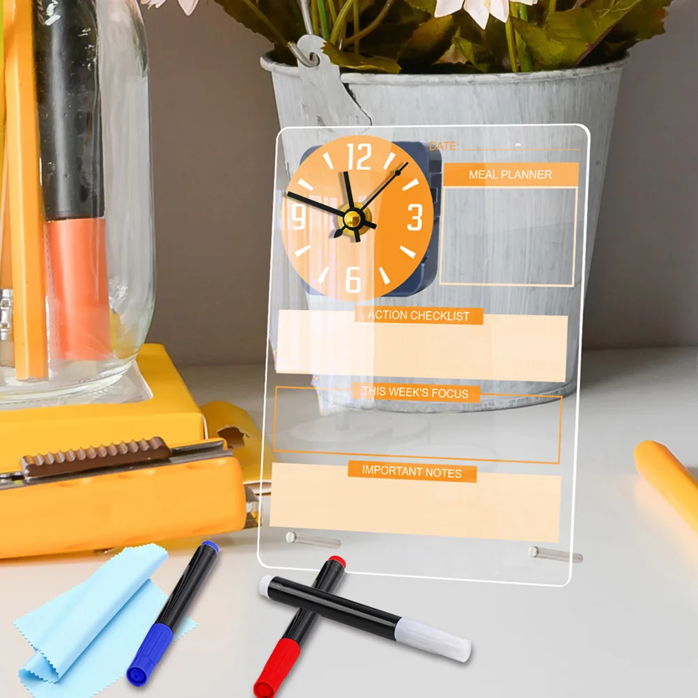 1 مجموعة الاكريليك لوحة التخطيط مكتب مذكرة الجافة محو السبورة الدائمة على مدار الساعة مكتب المنزل منظم سطح المكتب الاكريليك الأبيض مجلس #2