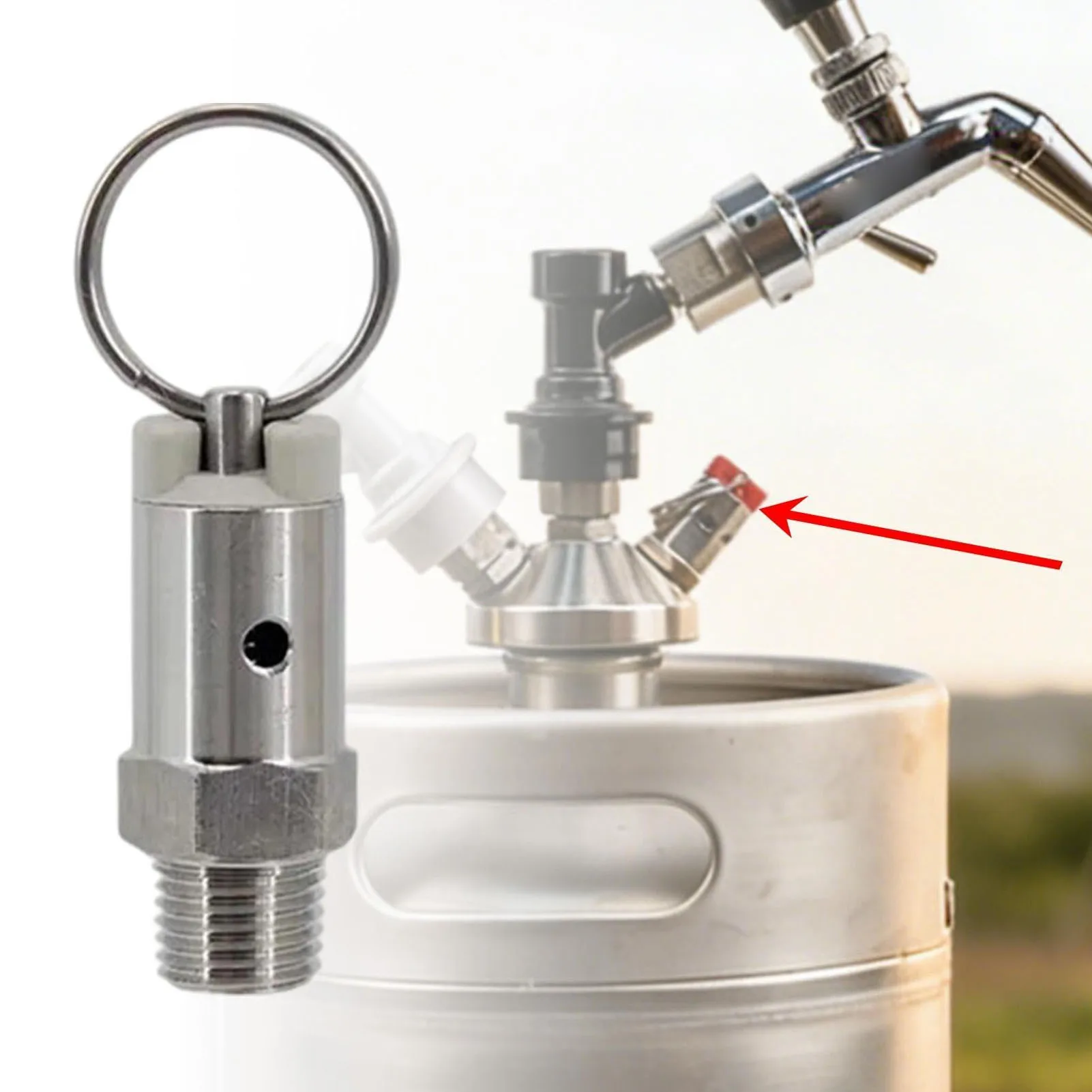 1/4in Male NPT Safety Valve Pressure Relief Valve 1/4in Male NPT Thread Stainless Steel Air Compressor Check Valve for Beer Kegs